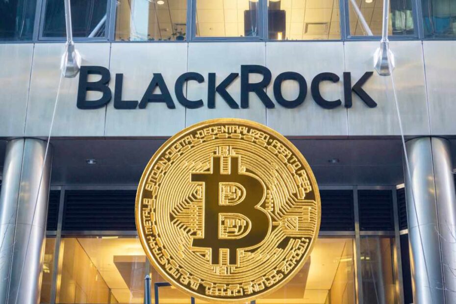 blackrock enxerga bitcoin como hedge moeda btc na frente fachada blackrock ao fundo